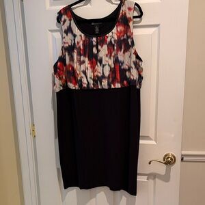 Lane Bryant Black Dress with Red and White Floral Bodice